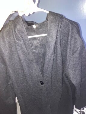 Classic Black Women's Coat - Stylish Single-Button Jacket